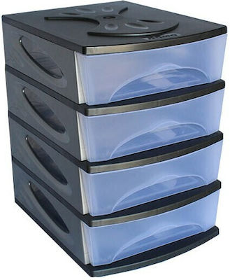 Bama Plastic Desk Organizer with 4 Drawers 26x35x39cm Black