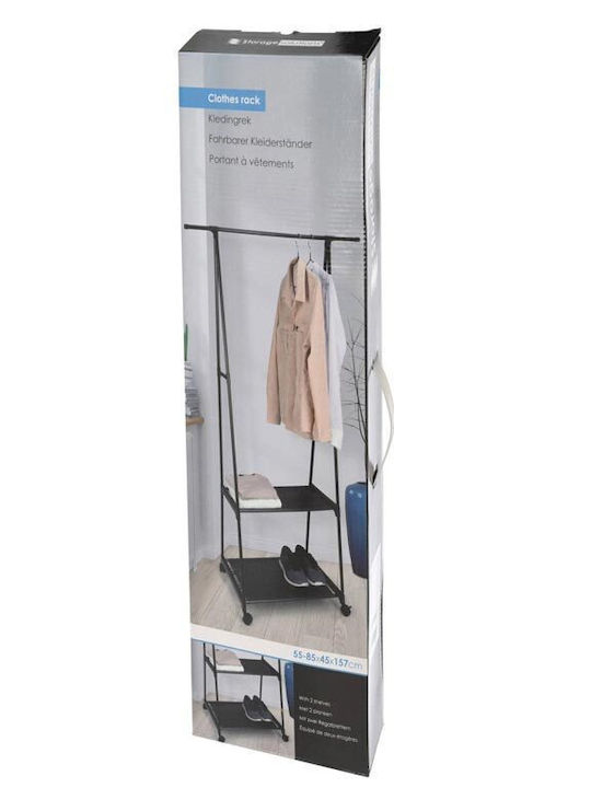 BigBuy Wheeled Floor Garment Rack made of Metal Black 88x45x157cm