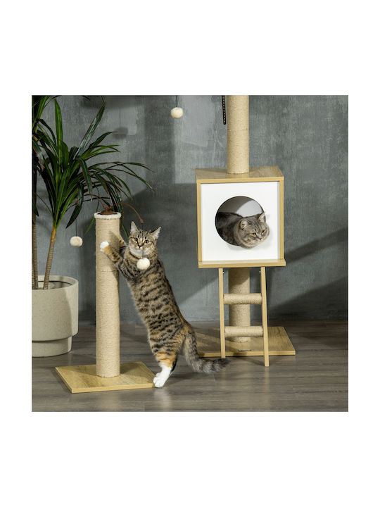 Pawhut Scratching Post Cat Trees Beige Ceiling 40x40x285cm