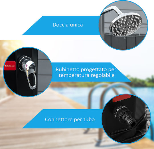 Outsunny Ντουζιέρα Πισίνας Ηλιακή από PVC Μαύρη