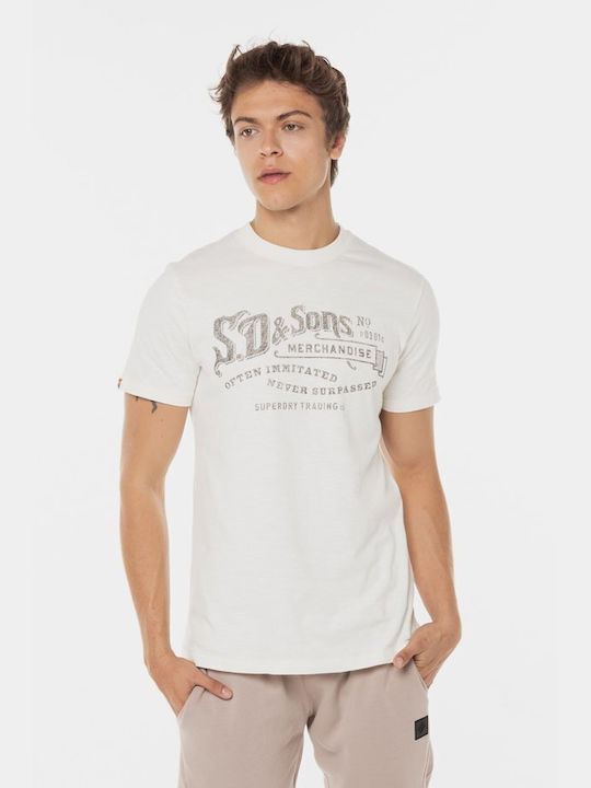 Superdry T-shirt Bărbătesc cu Mânecă Scurtă Alb