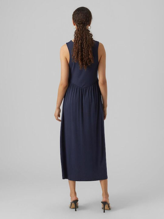 Vero Moda Sommer Midi Kleid Marineblau