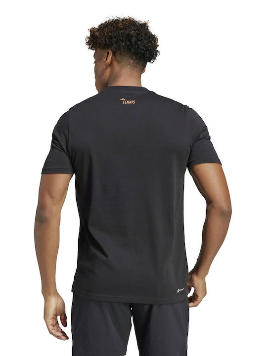 Adidas Aeroready Roland Garros Αθλητικό Ανδρικό T-shirt Μαύρο με Λογότυπο