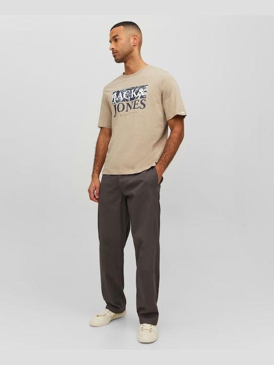 Jack & Jones T-shirt Bărbătesc cu Mânecă Scurtă Bej