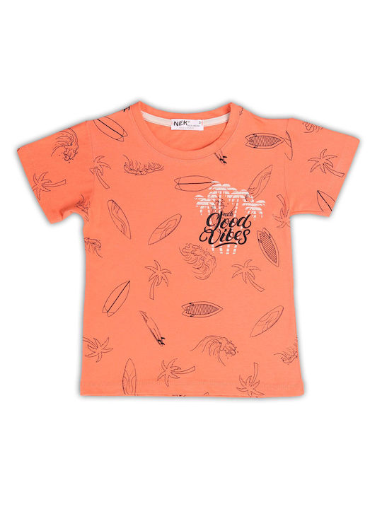 Nek Kids Wear Kids Set with Shorts Summer 2pcs Orange