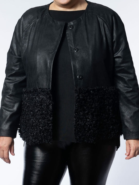 Jachetă jachetă jachetă eco pelle jachetă Black Women's