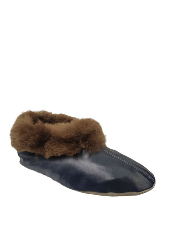 To Be Yourself Women's Leather Closed Slippers Blue - Blue