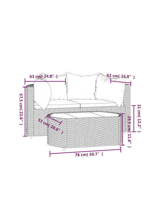 Garden & Outdoor Furniture Sets Living Room Set 3 Pieces Brown with Pillows