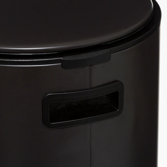 5Five Delta Metallic Waste Bin with Pedal Black 30lt