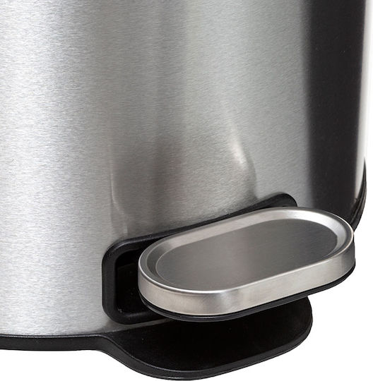5Five Delta Metallic Waste Bin with Pedal Silver 30lt