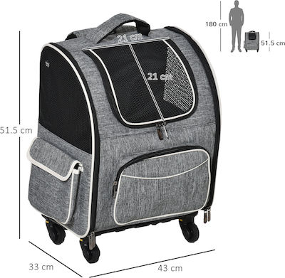 Pawhut Cărucior pentru transport câine / pisici până la 4kg Gri M51.5xL43xA33cm. D00-134