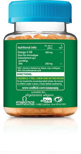 Vitabiotics Peppa Pig DHA Omega-3 Fish Oil Suitable for Children 30 Softgels with Orange Flavour