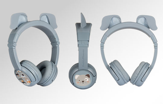 BuddyPhones PlayEars+ Kabellose Bluetooth Kinder Am Ohr Kopfhörer mit 24 Stunden Betriebszeit Blau