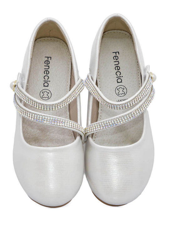 Kids Anatomic Leather Ballerinas with Hoop & Loop Closure White