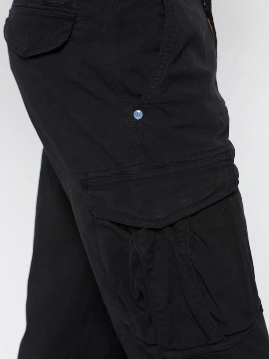 Men's Cargo Pants Elastic Regular Fit Black FBM007-030-02-Black