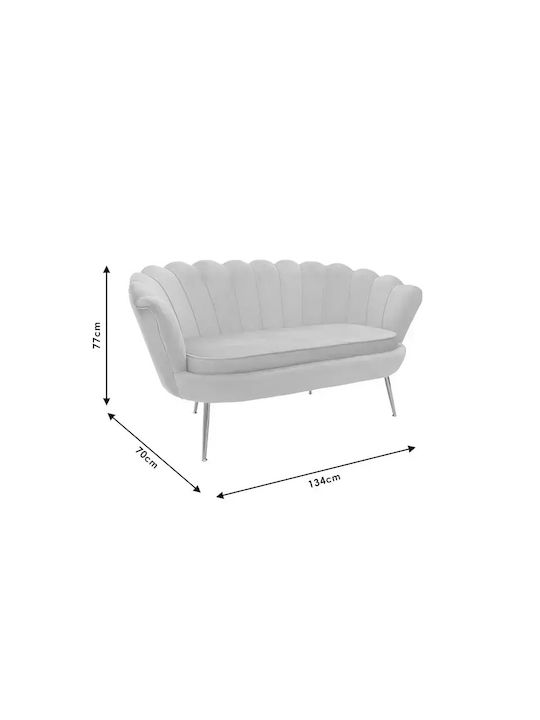 Daimon Two-Seater Couch Velvet Black Velvet-Black Metal 134x70x77cm