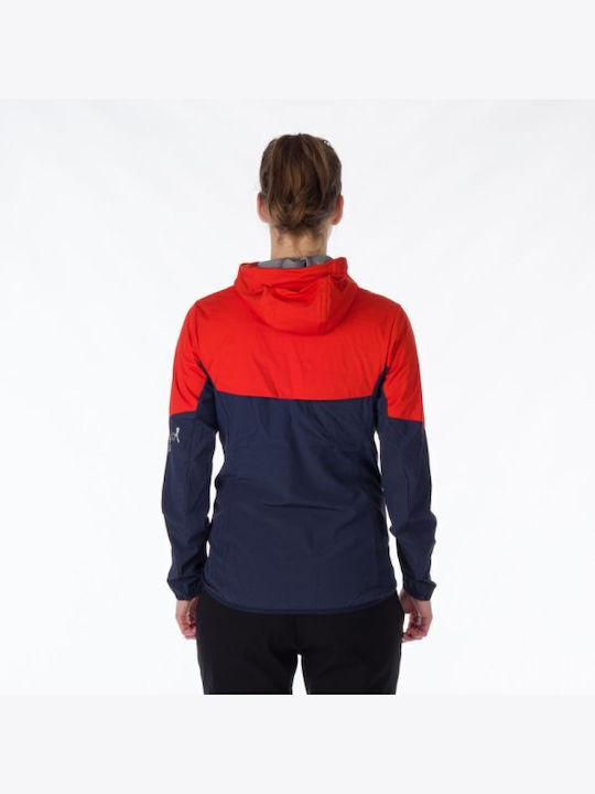 Northfinder Women's Running Short Sports Jacket for Winter with Hood Red Orange