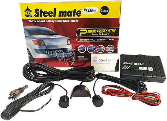 Steel Mate Car Parking System Front Wheel with Screen / Buzzer and 2 Sensors 18mm in Black Color