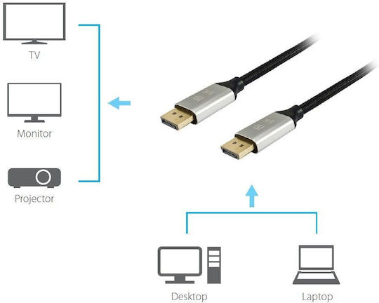 Equip Cable DisplayPort male - DisplayPort male 2m Μαύρο (119262)