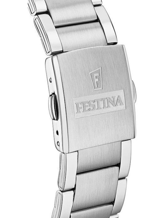 Festina Ceas Barbati 44mm Cronograf Baterie cu Brățară Din Metal Argintie