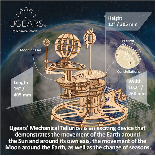 Ugears Jucărie de Construcție din Lemn Telurium mecanic pentru Copii 14++ Ani