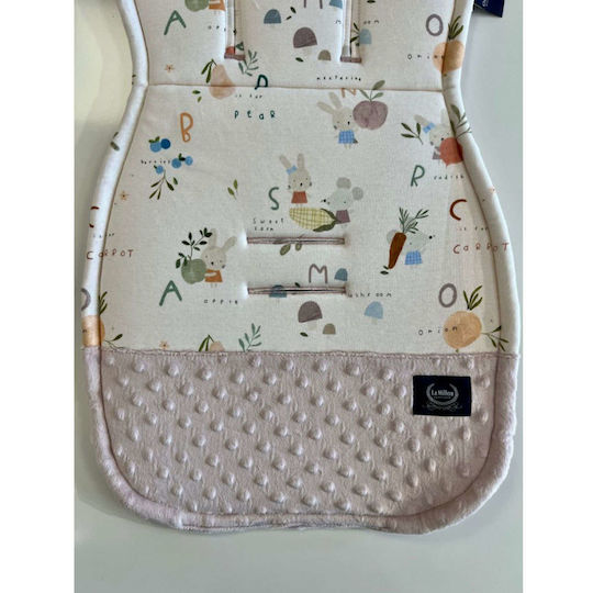 La Millou Stroller Seat Liner Double Sided Abc Fruits 36.5x85cm Pink