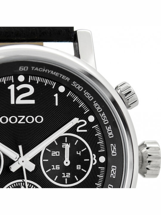 Oozoo Timepieces Men's Watch 48mm Chronograph Battery with Black Leather Strap