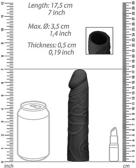 Shots RealRock Penis Sleeve Προέκταση Πέους Black 17cm