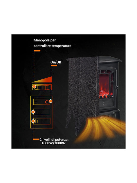 HomCom Boden Elektrischer Kamin 2000W 39x56cm Schwarz
