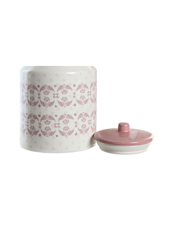 DKD Home Decor Ceramic General Use Vase with Lid Pink 15.5x15.5x21cm