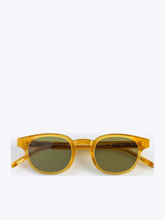 Common Sense Unisex Sunglasses with Yellow Plastic Frame and Green Lens CS003