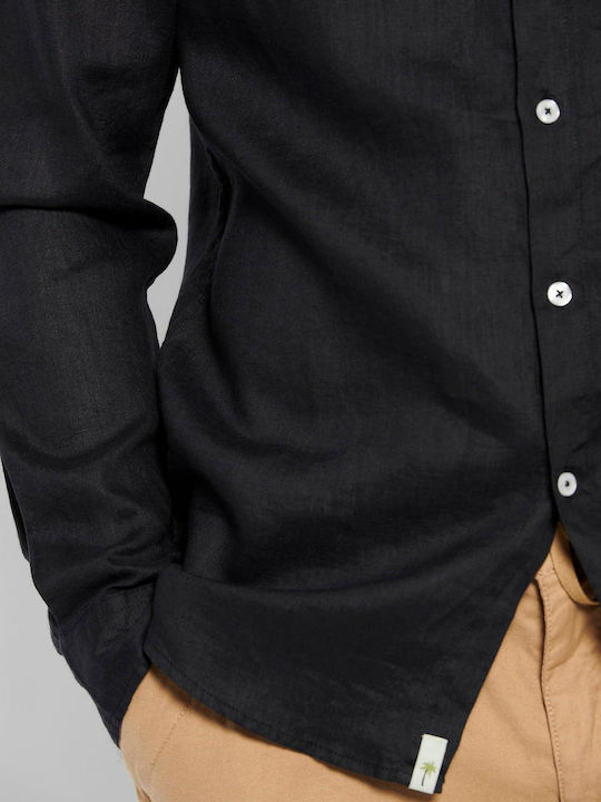 FBM007-00105 Long-sleeved Linen Shirt Black