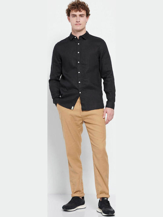 FBM007-00105 Long-sleeved Linen Shirt Black
