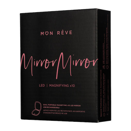 Mon Reve Makeup Mirror Hand with Light Zoom x10 Pink