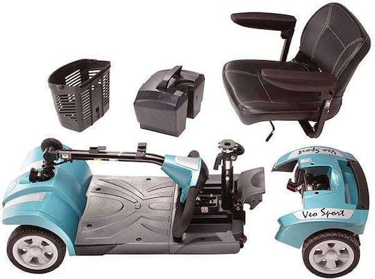 Electric Mobility Rascal Veo Sport Rollstuhl Scooter mit Klappbarem Rücken Blau