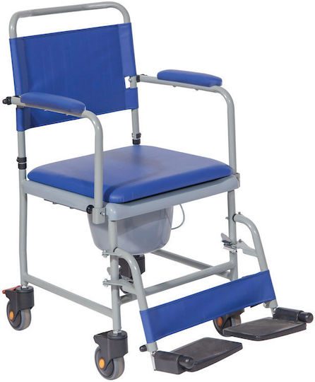 Mobiak Scaun Cu Rotile Pentru Baie Scaun Cu Rotile Cu Container 43cm Albastru Spate Simplu
