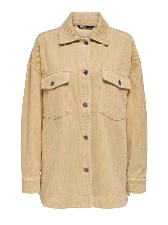 Дамско Бежов Overshirt Oversized