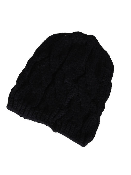 0902019 Beanie Cap with Braid Black