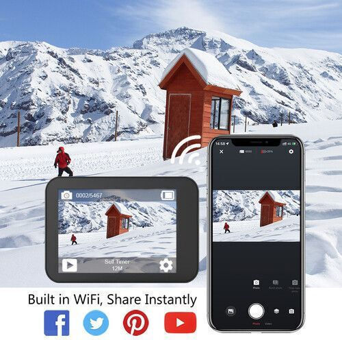 Akaso V50X 64GB Cameră de Acțiune 4K Ultra HD cu Ecran Tactil 2" și Wi-Fi Neagră