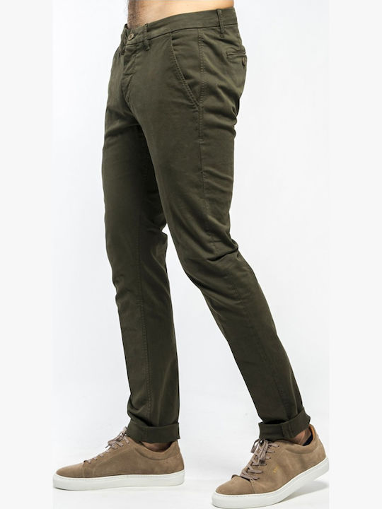 Culton Men's Chinos Elastic Green Trousers
