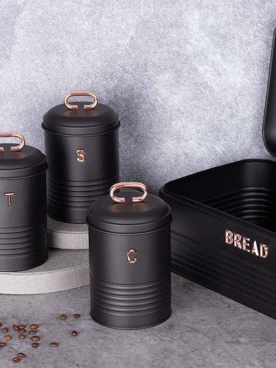 Berlinger Haus Inox Bread Box with Lid Black 42.5x23x16cm