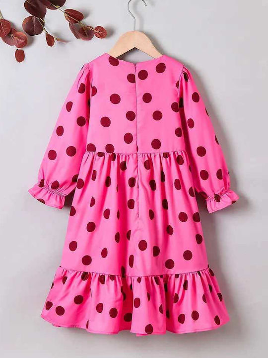 Children's dress with polka dot sleeves Pink