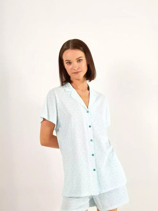 Harmony Summer Women's Pyjama Set Cotton Light Blue
