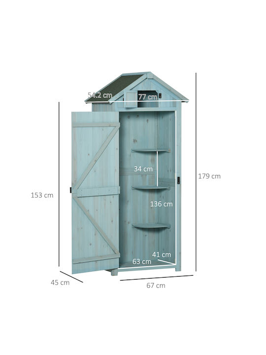 Single Door Wardrobe Wooden with 3 Shelves 77x54.2x179cm