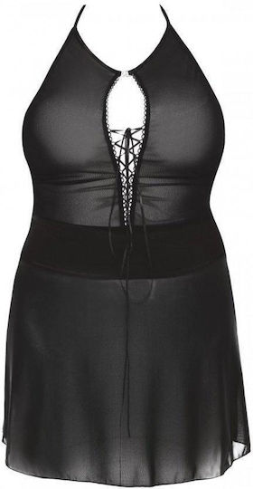 Anais Apparel Stefi Chemise Plus Size Set Sexy cu Halat Black