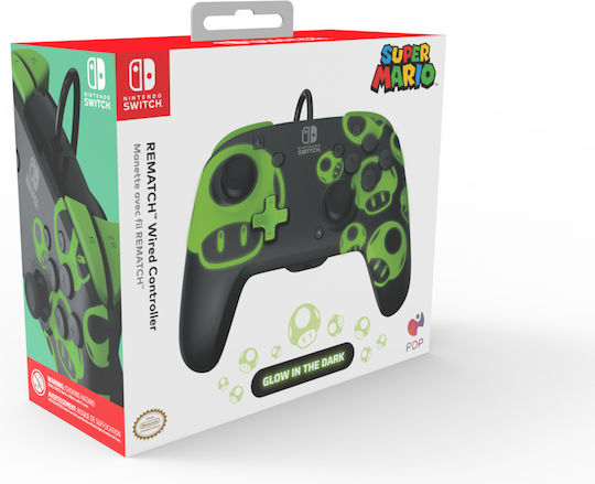 PDP Rematch 1-Up Ενσύρματο Gamepad για Switch Glow In The Dark