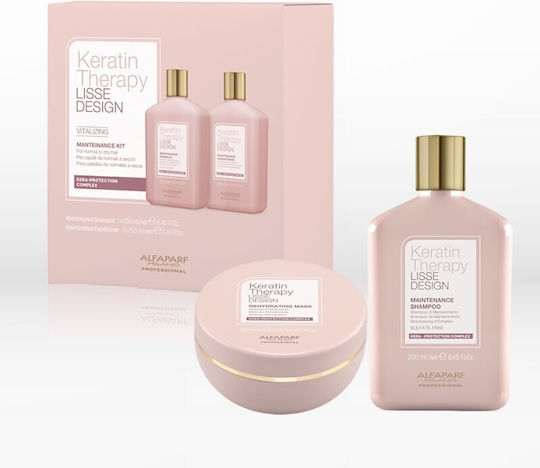 Alfaparf Milano Professional Keratin Therapy Lisse Design Σετ Θεραπείας Κερατίνης για Ίσιωμα για Ταλαιπωρημένα Μαλλιά με Σαμπουάν & Μάσκα 2τμχ