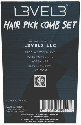 L3vel3 Comb 2 Pieces 03354 Hair Combs Set