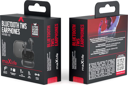 Maxlife MXBE-02 In-ear Bluetooth Handsfree Ακουστικά με Θήκη Φόρτισης Μαύρα
