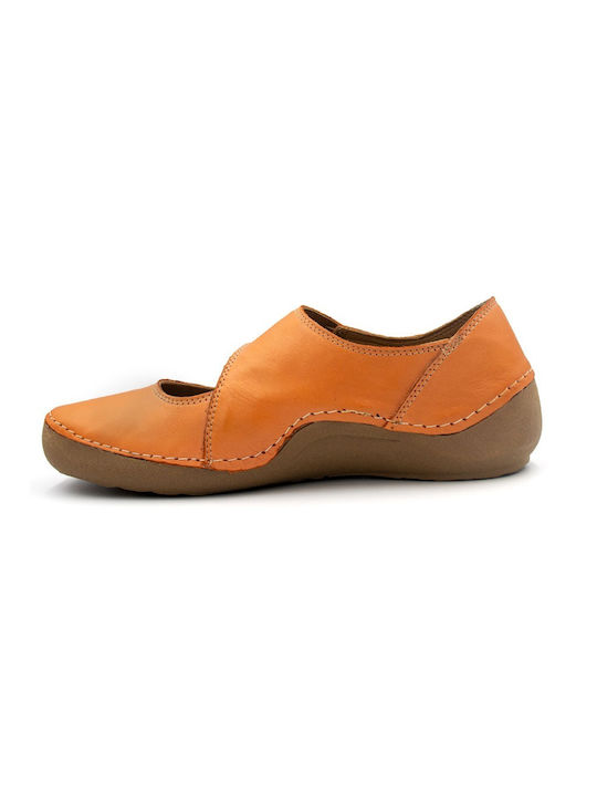 Safe Step Leather Ballerinas Orange